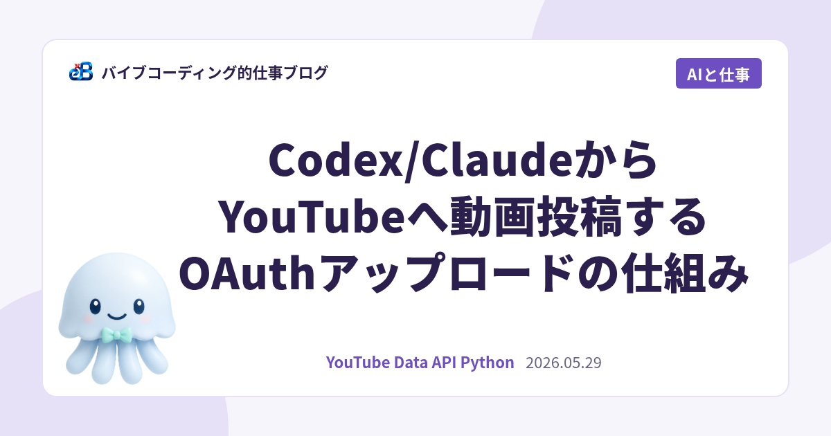 Codex/ClaudeからYouTubeへ動画投稿するOAuthアップロードの仕組み