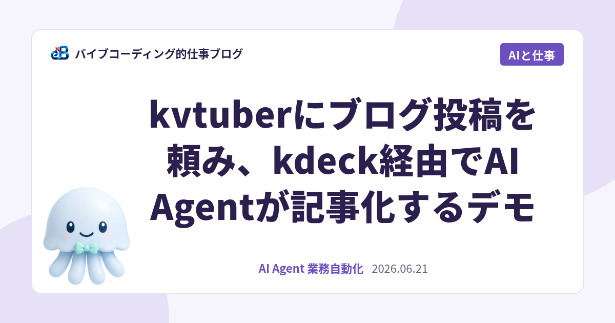 kvtuberにブログ投稿を頼み、kdeck経由でAI Agentが記事化するデモ