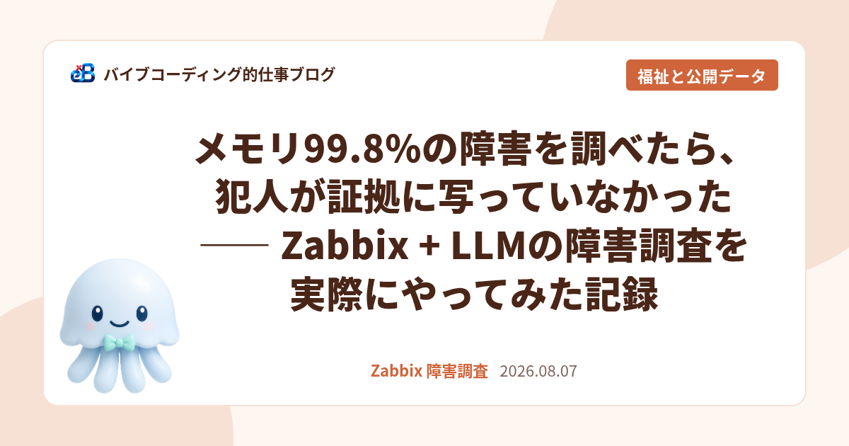 メモリ99.8%の障害を調べたら、犯人が証拠に写っていなかった —— Zabbix + LLMの障害調査を実際にやってみた記録