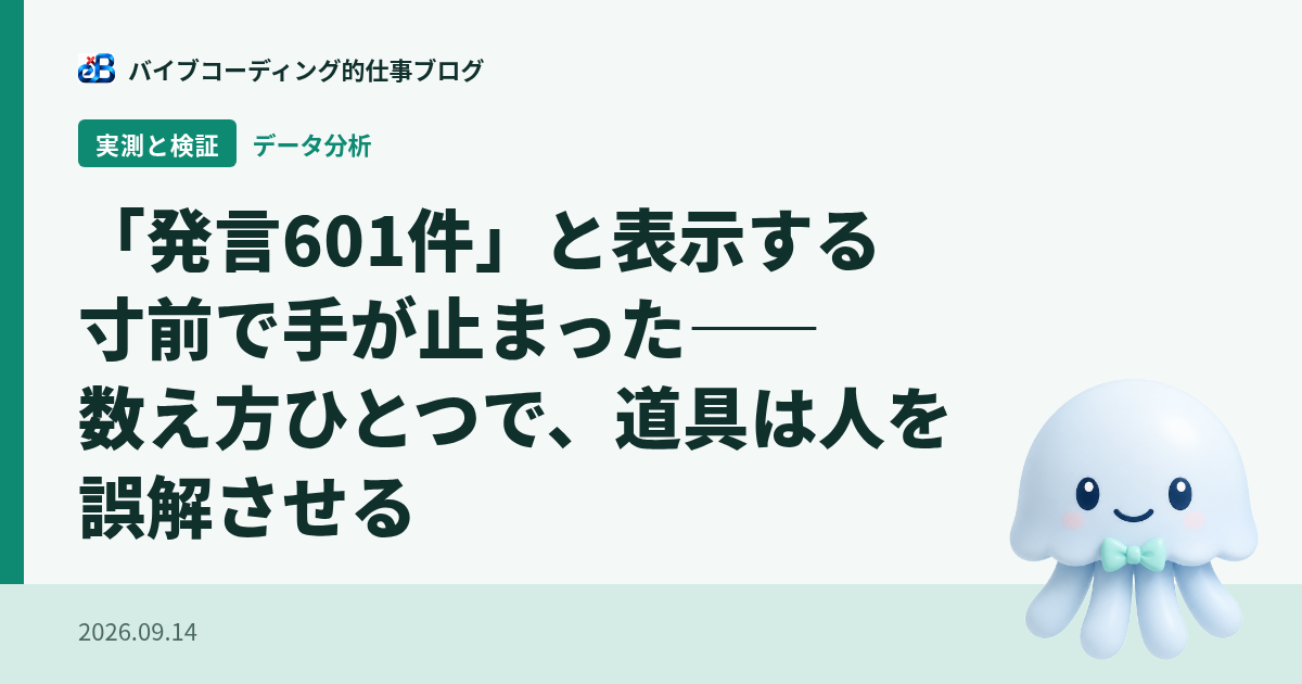 「発言601件」と表示する寸前で手が止まった——数え方ひとつで、道具は人を誤解させる