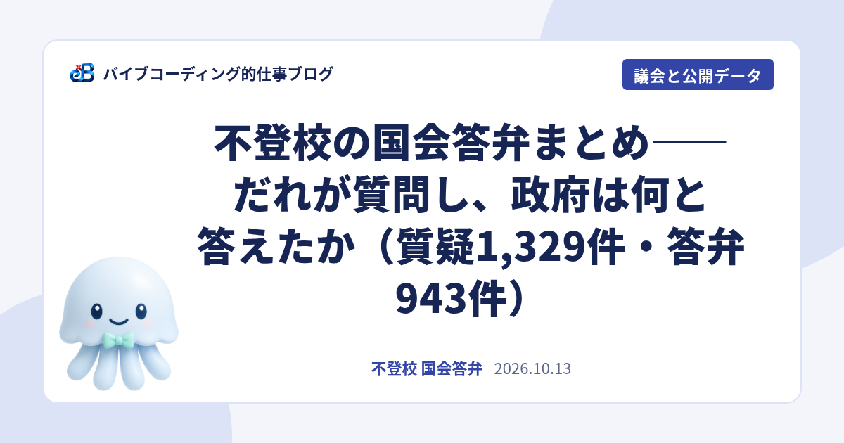 不登校の国会答弁まとめ——だれが質問し、政府は何と答えたか（質疑1,329件・答弁943件）