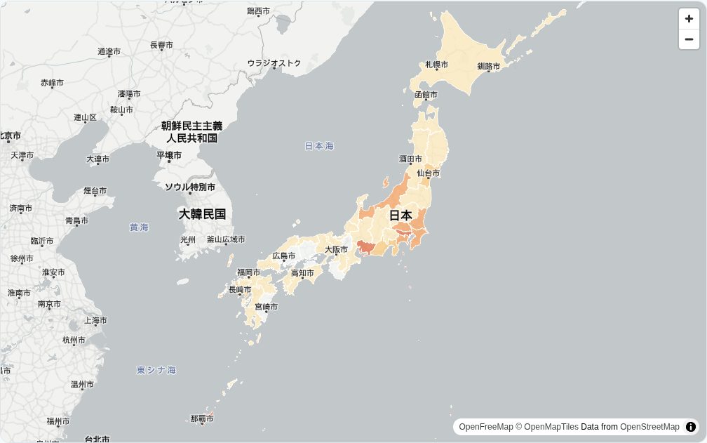 全国の都道府県（Kurage 感染症マップ）